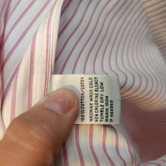 Talbots Woman Petites Pink and White Striped Button-Up Shirt Size 20W - Picture 3 of 8